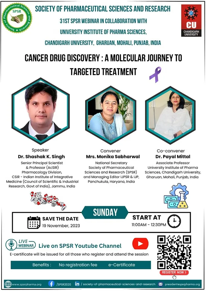 SPSR Webinar on 'Cancer Drug Discovery: A Molecular Journey to Targeted Treatment'