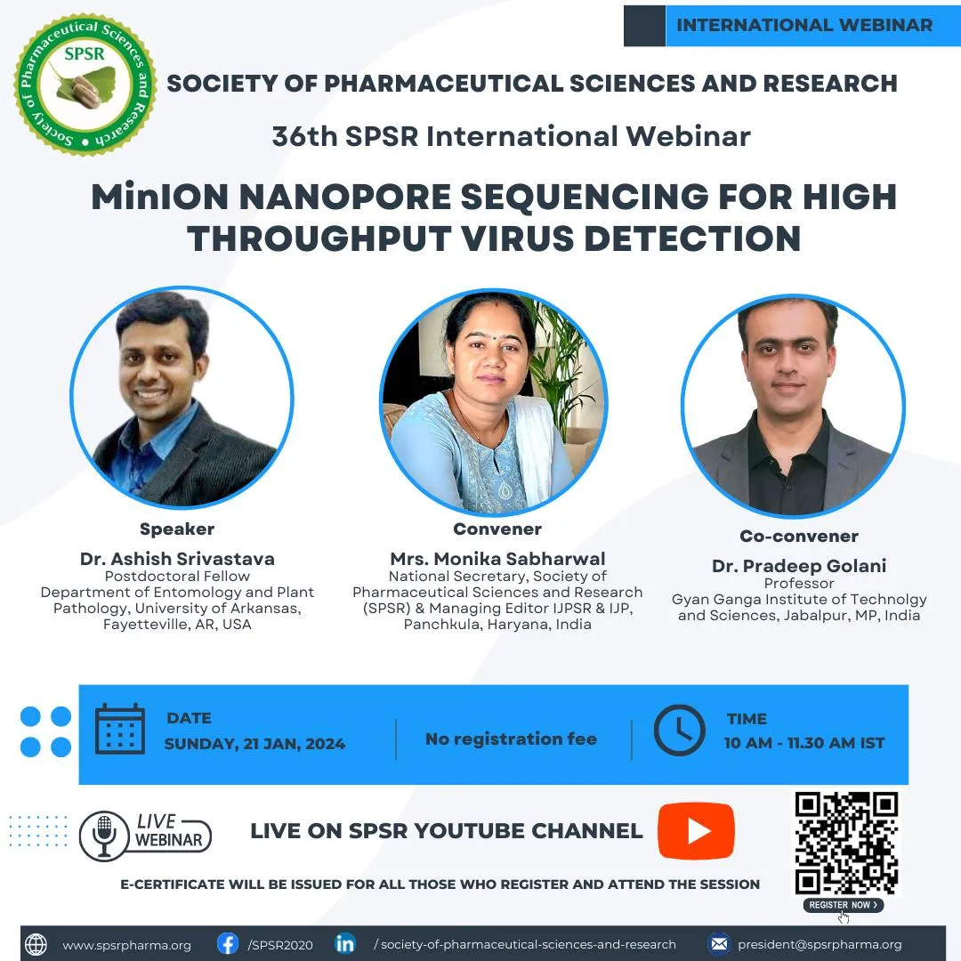 SPSR International Webinar on ‘MinION Nanopore Sequencing for High throughput Virus  Detection