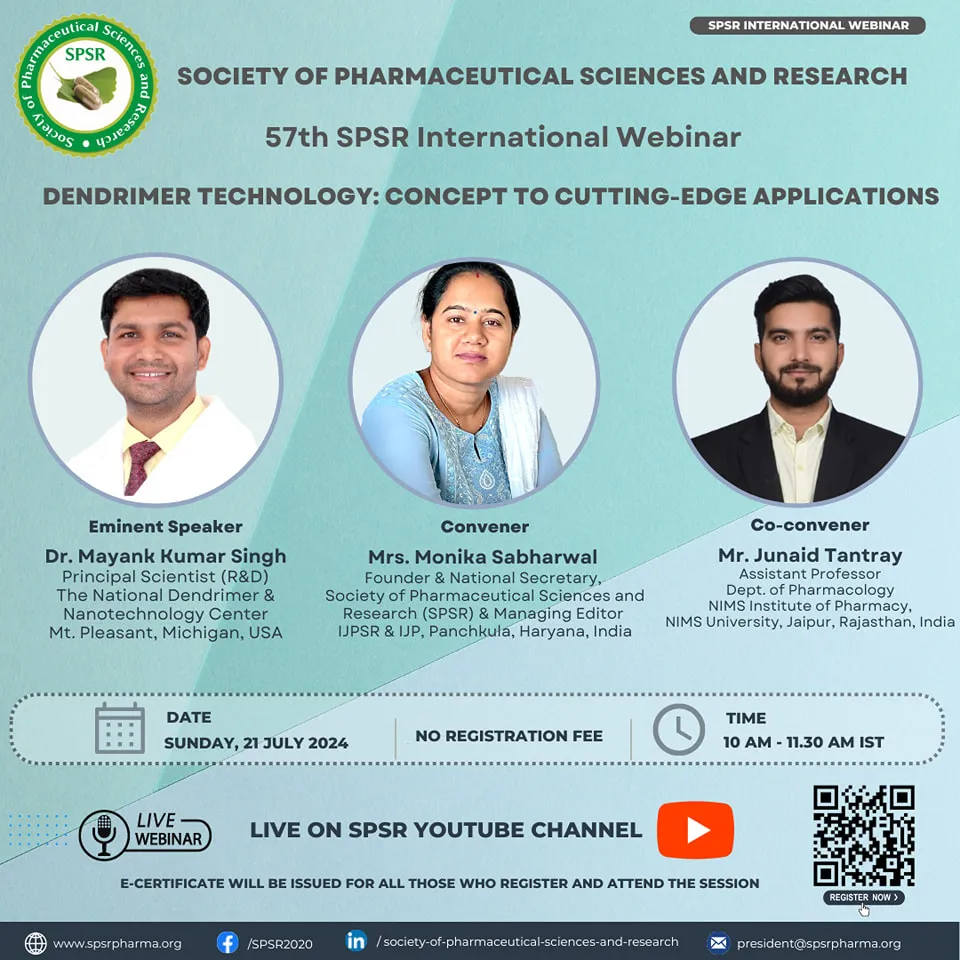SPSR International Webinar on ‘Dendrimer Technology: Concept to Cutting-Edge  Applications’